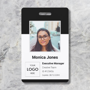 Employee Photo ID QR Code Black ID Badge