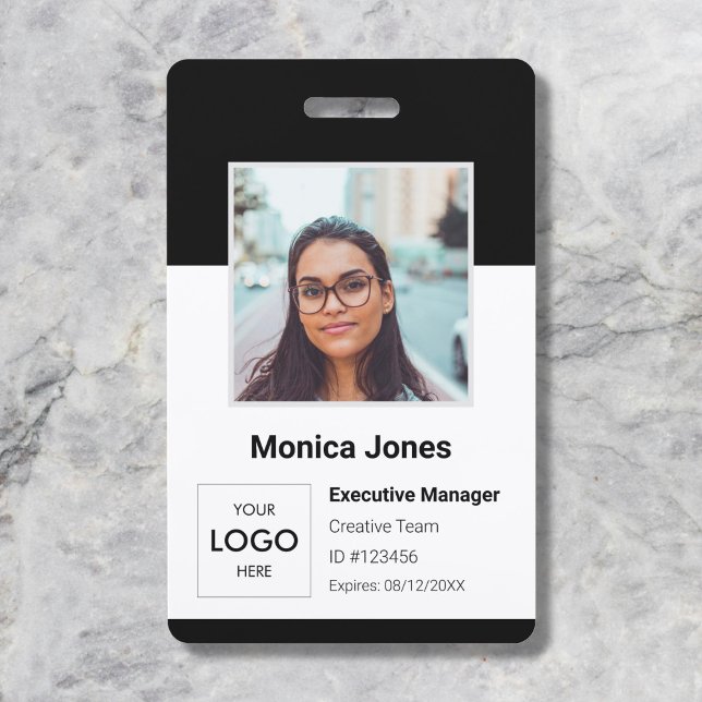 Employee Photo ID QR Code Black ID Badge (Creator Uploaded)