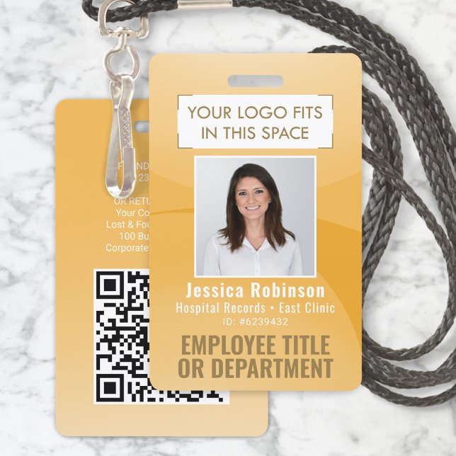 Employee Photo ID QR Code Logo Yellow Gold Arc ID Badge (Creator Uploaded)