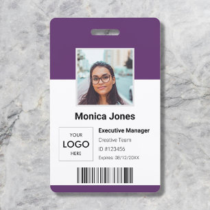 Employee Photo ID QR Code Purple Badge