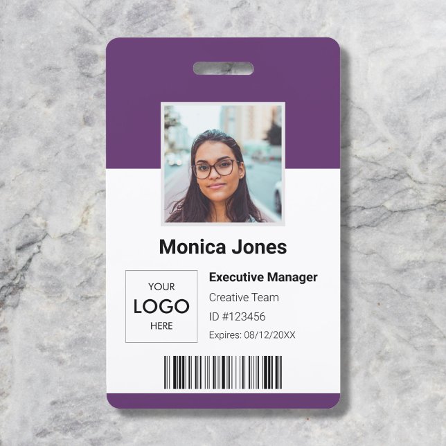 Employee Photo ID QR Code Purple ID Badge (Creator Uploaded)