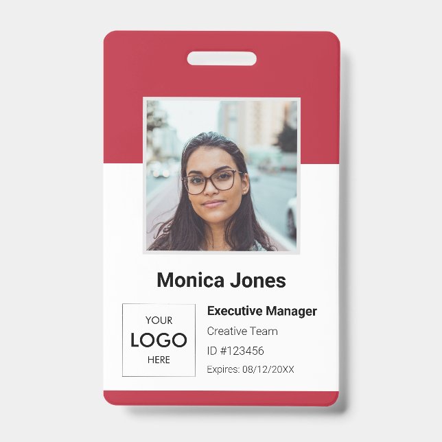 Employee Photo ID Red Badge (Front)