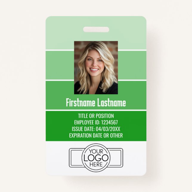 Employee Photo ID - stripes logo, professional ID Badge (Front)