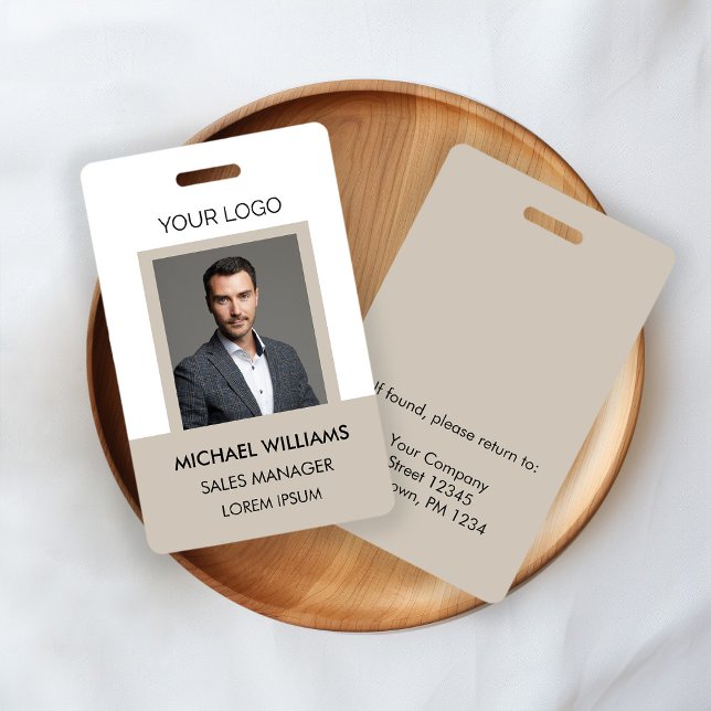 Employee Photo ID White Beige Badge (Creator Uploaded)