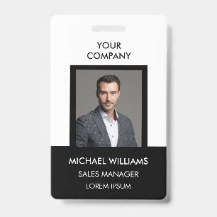 Employee Photo ID White Black Ausweis Badge