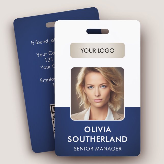 Employee Photo ID with QR Code and Business Logo Badge (Creator Uploaded)