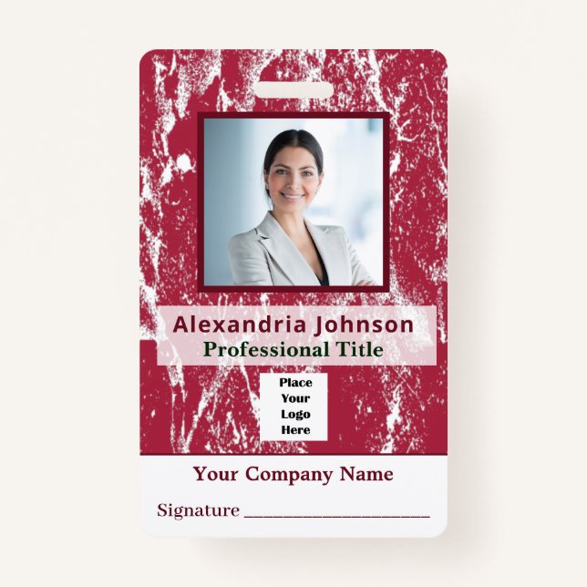 Employee Photo Identification ID Custom Card ID Badge (Front)
