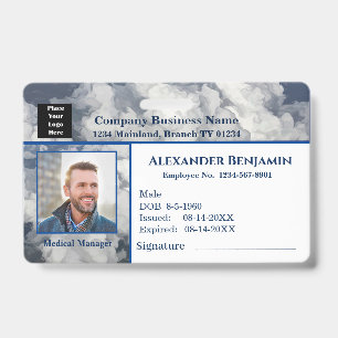 Employee Photo Logo Bar Code ID Card Custom Badge