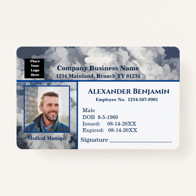 Employee Photo Logo Bar Code ID Card Custom ID Badge (Front)