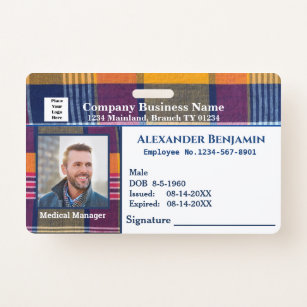 Employee Photo Logo Bar Code ID Card ID Badge