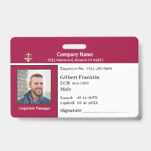 Employee Photo Logo Bar Code Name Custom Badge ID Badge
