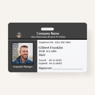  Employee Photo Logo Bar Code Name Custom  ID Badge