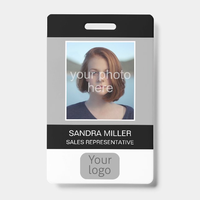 Employee Photo, Logo, Bar Code, Name, ID Badge (Front)
