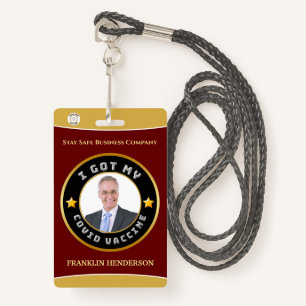 Employee Photo Logo Covid Vaccinated Custom Badge ID Badge