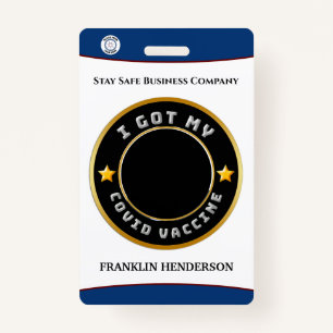 Employee Photo Logo Covid Vaccinated Custom Badge ID Badge