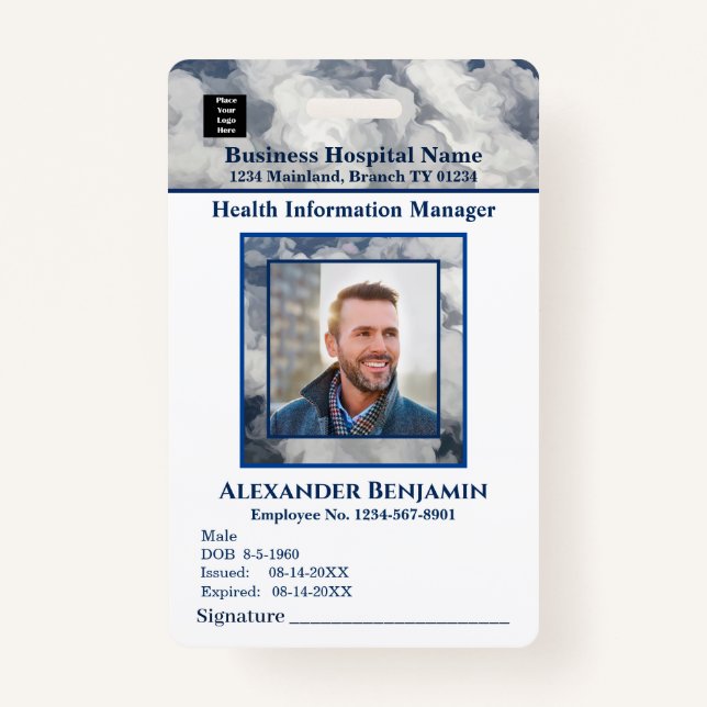 Employee Photo Logo Medical Business Custom ID Badge (Front)