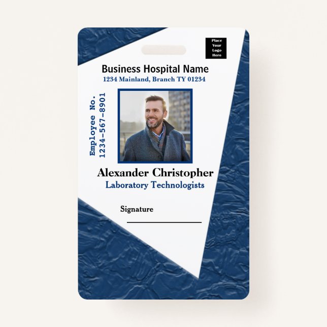 Employee Photo Logo Name Custom Hospital ID Badge (Front)