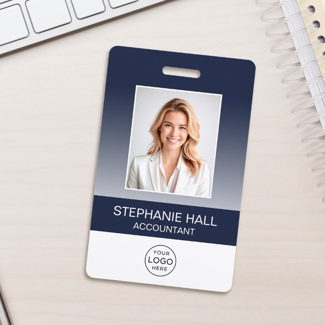 Employee Photo, Logo, Name Gradient ID Badge (Creator Uploaded)