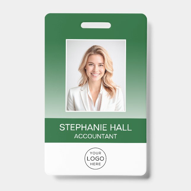Employee Photo, Logo, Name Gradient ID Badge (Front)