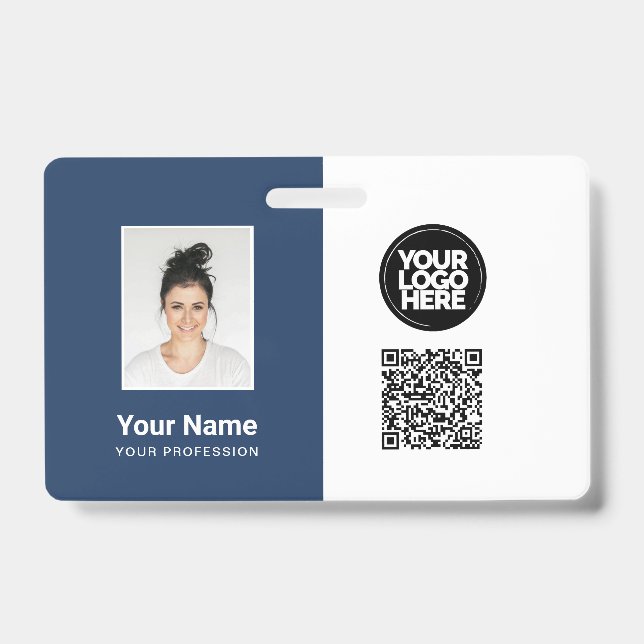 Employee Photo, Logo, Profession, Qr Code, Name ID Badge (Front)