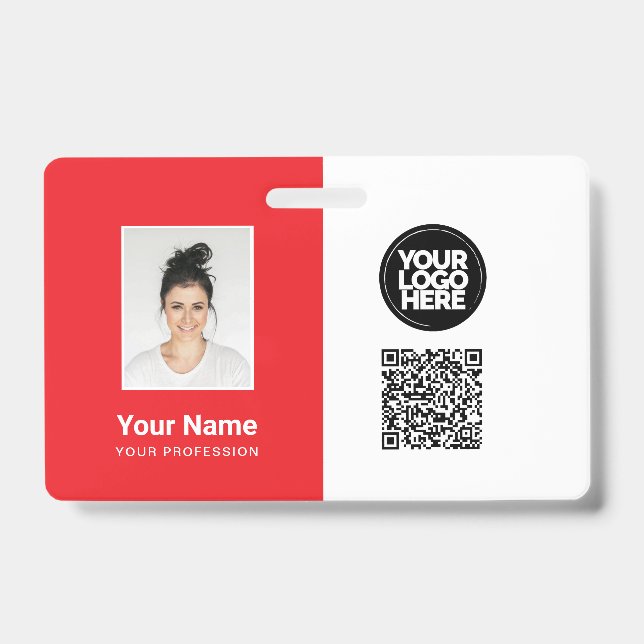 Employee Photo, Logo, Profession, Qr Code, Name ID Badge (Front)