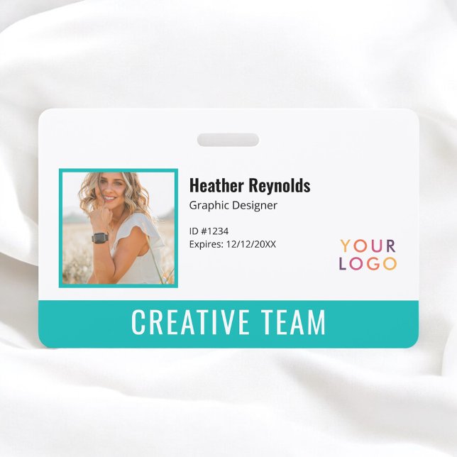 Employee Photo Logo Turquoise Badge ID Badge (Creator Uploaded)