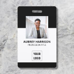Employee Photo Modern Business Black ID Badge<br><div class="desc">Modern professional badge ID with photo.</div>