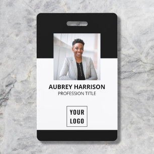 Employee Photo Modern Business Black ID Badge