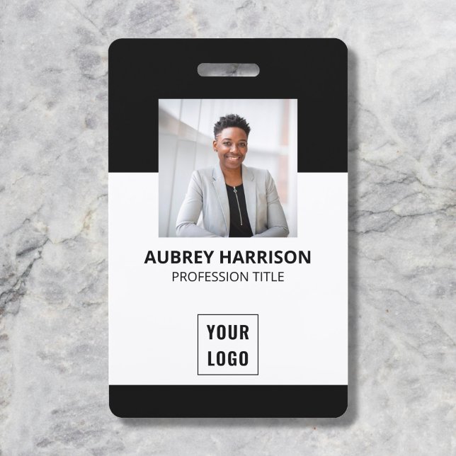 Employee Photo Modern Business Black ID Badge (Creator Uploaded)