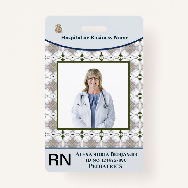 Employee Photo Name Bar Code Logo Custom ID ID Badge (Front)