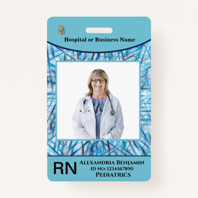 Employee Photo Name Bar Code Logo ID Badge (Front)