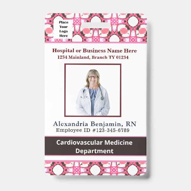 Employee Photo Name Bar Code Logo ID  Badge (Front)