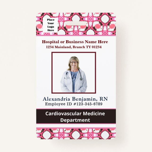 Employee Photo Name Bar Code Logo ID  ID Badge (Front)