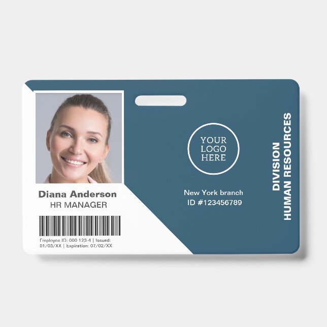 Employee Photo Name Company logo Barcode Security ID Badge (Front)
