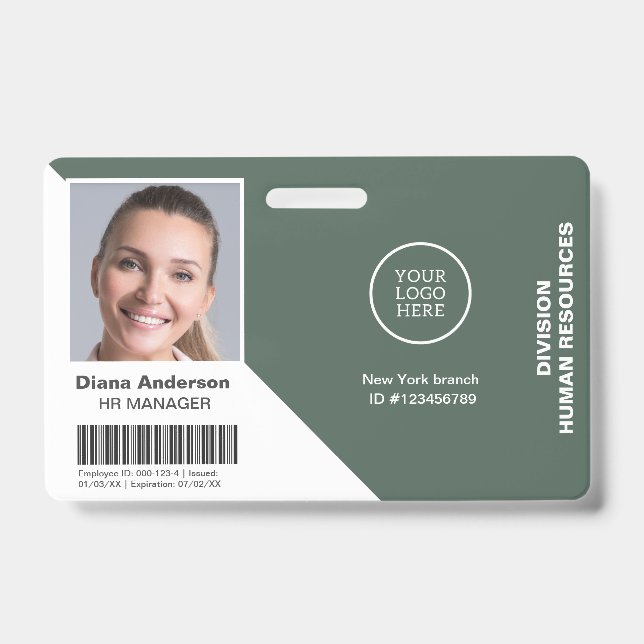 Employee Photo Name Company logo Barcode Security ID Badge (Front)