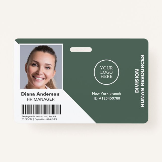Employee Photo Name Company logo Barcode Security ID Badge (Front)