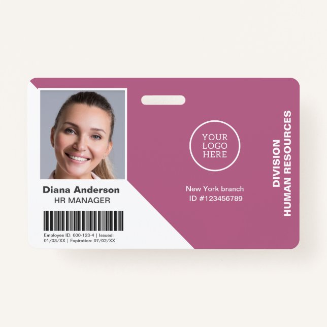 Employee Photo Name Company logo Barcode Security ID Badge (Front)