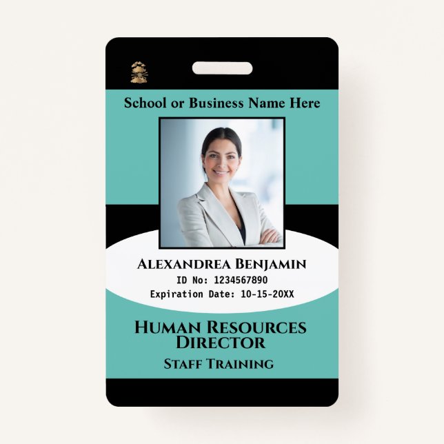 Employee Photo Name ID Card Bar Code Logo Custom ID Badge (Front)