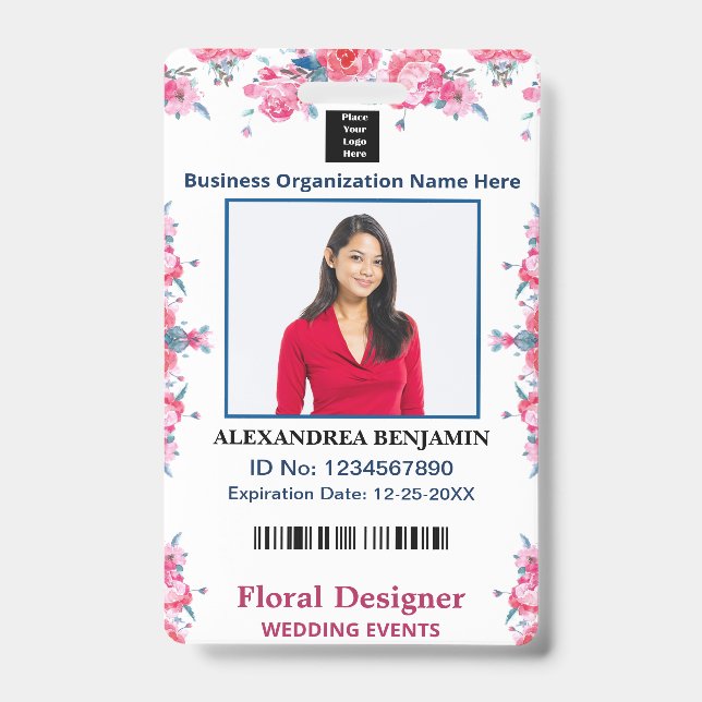 Employee Photo Name ID Card Custom  Badge (Front)