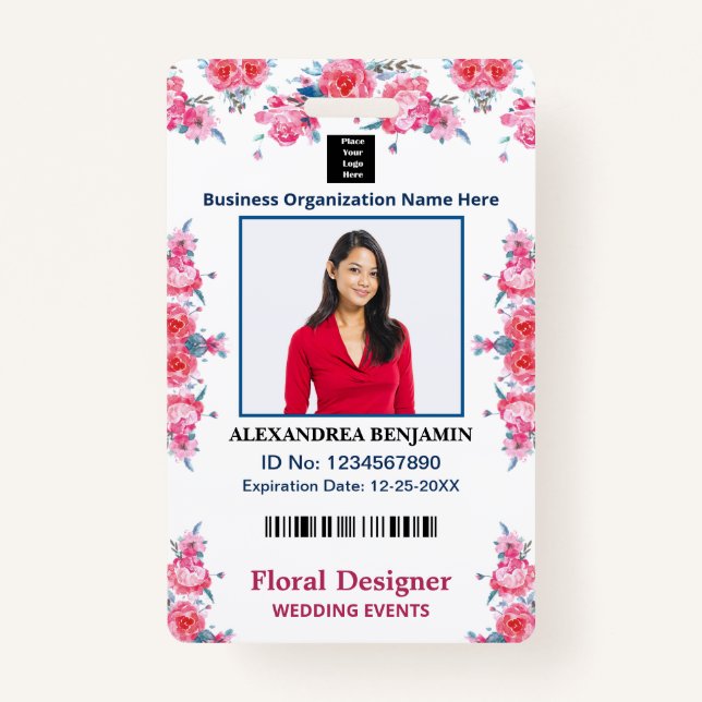 Employee Photo Name ID Card Custom  ID Badge (Front)