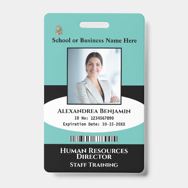Employee Photo Name ID Card Logo Bar Code Custom Badge (Front)