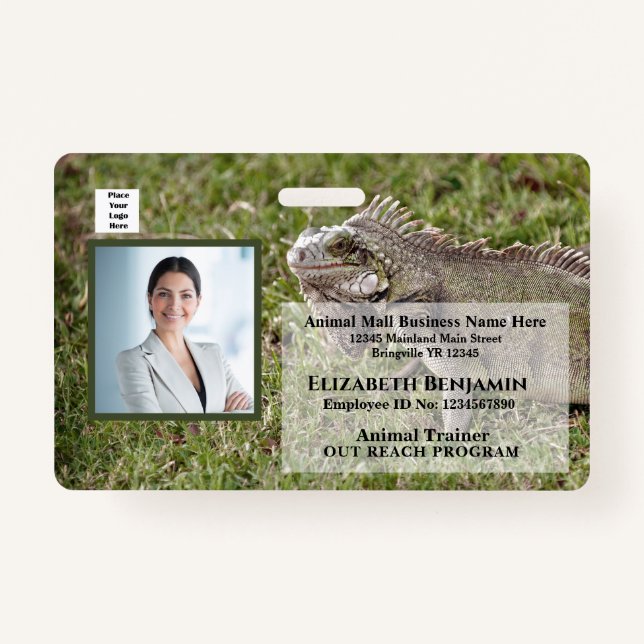 Employee Photo Name Logo Bar Code Business ID Badge (Front)