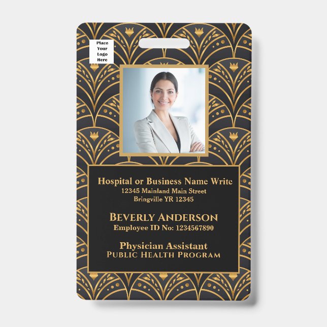 Employee Photo Name Logo Bar Code Business ID Badge (Front)
