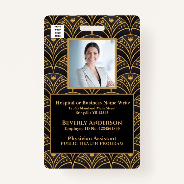 Employee Photo Name Logo Bar Code Business ID Badge (Front)