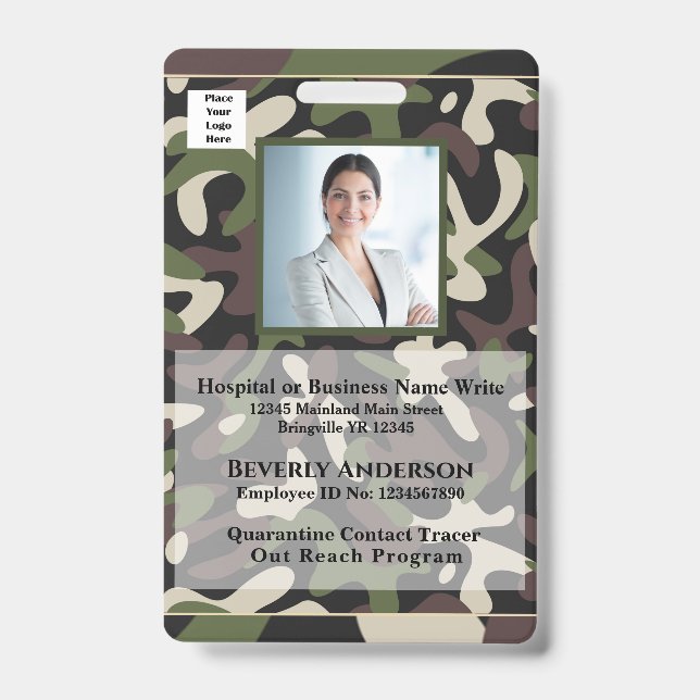 Employee Photo Name Logo Bar Code Business ID Badge (Front)