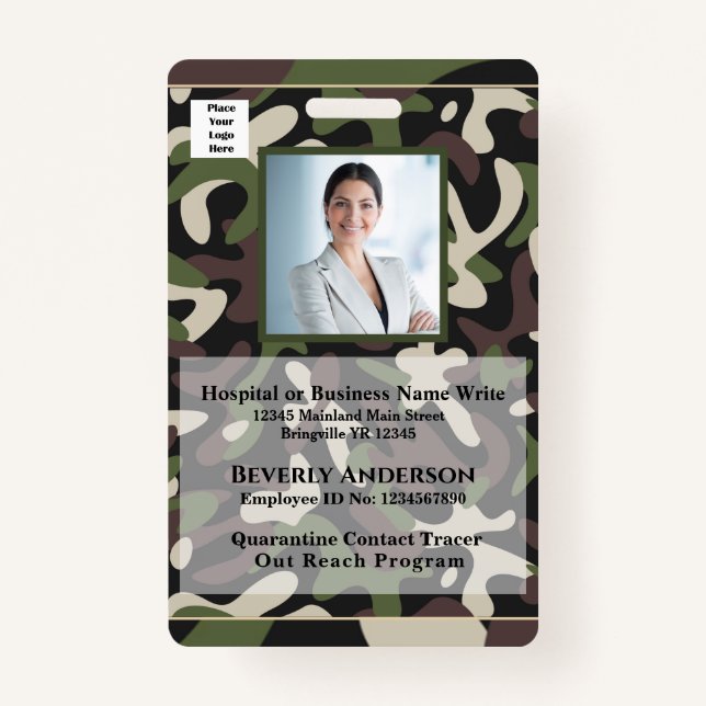 Employee Photo Name Logo Bar Code Business ID Badge (Front)