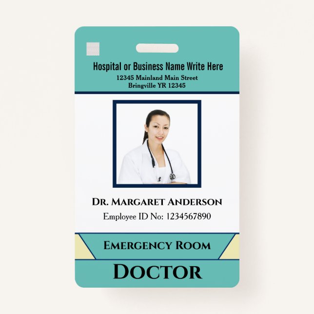 Employee Photo Name Logo Bar Code  Custom ID Badge (Front)