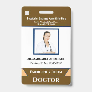 Employee Photo Name Logo Bar Code Custom ID Badge