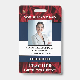 Employee Photo Name Logo Bar Code Custom  ID Badge