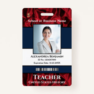 Employee Photo Name Logo Bar Code Custom  ID Badge